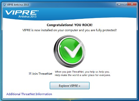 vipre antivirus 2013 installation success