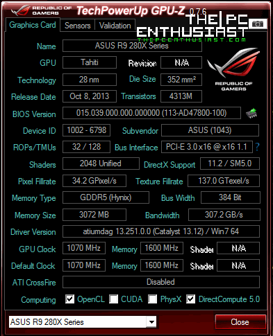 Asus R9 280X GPU-Z