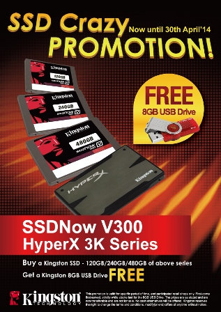 Kingston SSD Crazy Promotion – Buy a Kingston SSD, get a 8GB USB for FREE!