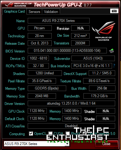 Asus Radeon R9 270X GPU-Z